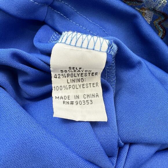 Rebellion Dress Size S Blue Embroidered Back Cut Out Loose Flowy‎ Boho Hippie - Picture 9 of 10